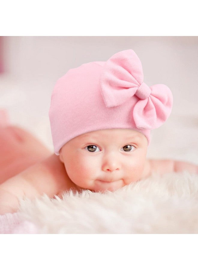 DRESHOW BQUBO Newborn Baby Girls Hats Mittens Set Hospital Hat Beanie Infant Bow Hats Baby Cotton Gloves No Scratch Mittens for 0-6 Months - Image 2