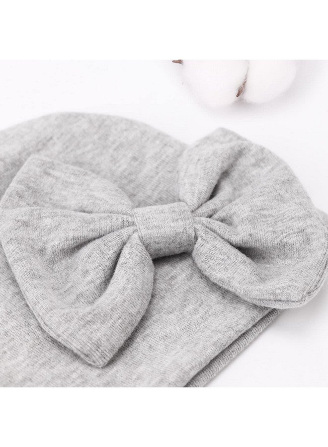 DRESHOW BQUBO Newborn Baby Girls Hats Mittens Set Hospital Hat Beanie Infant Bow Hats Baby Cotton Gloves No Scratch Mittens for 0-6 Months - Image 5