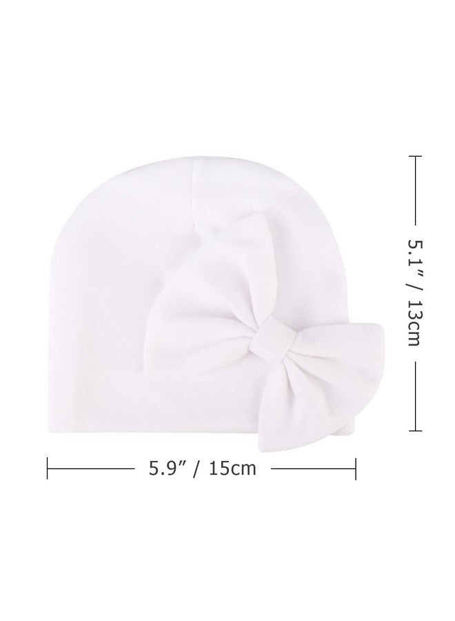 DRESHOW BQUBO Newborn Baby Girls Hats Mittens Set Hospital Hat Beanie Infant Bow Hats Baby Cotton Gloves No Scratch Mittens for 0-6 Months - Image 4