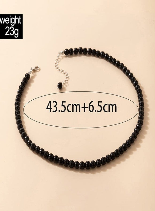 Asphire Asphinien Asphire Vintage Black Beaded Choker Bohemian Bead Ball Necklace Dainty Women's Collar Necklace Prom Party Festival Gift - Image 4