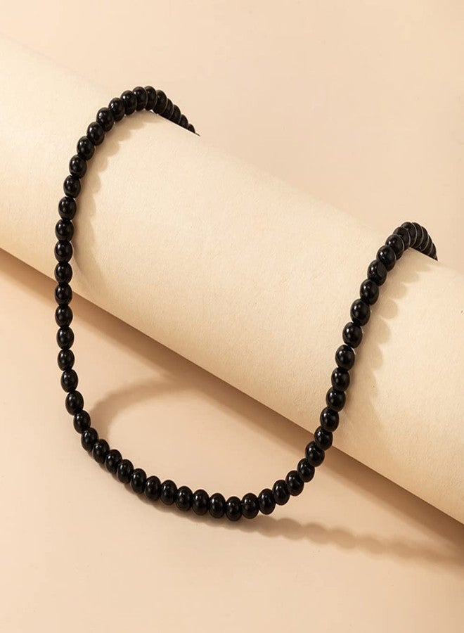 Asphire Asphinien Asphire Vintage Black Beaded Choker Bohemian Bead Ball Necklace Dainty Women's Collar Necklace Prom Party Festival Gift - Image 3