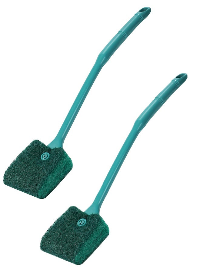 2PCS Fish Tank Cleaning Tools, Aquarium Double-Sided Sponge Brush, Algae Scraper Cleaner with Long HandleAquarium Fish Tank Cleaning Brush  Long Handle Double-Sided Sponge Brush Algae Scraper for Acrylic Glass Aquariums Glass Cleaner Algae Remover Cleaning Brush - Image 1