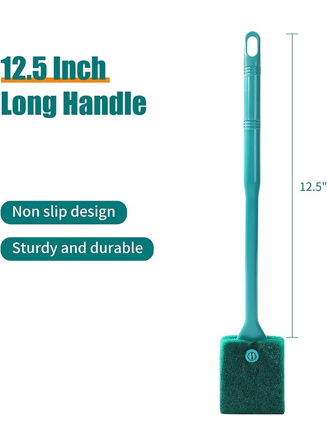 2PCS Fish Tank Cleaning Tools, Aquarium Double-Sided Sponge Brush, Algae Scraper Cleaner with Long HandleAquarium Fish Tank Cleaning Brush  Long Handle Double-Sided Sponge Brush Algae Scraper for Acrylic Glass Aquariums Glass Cleaner Algae Remover Cleaning Brush - Image 2