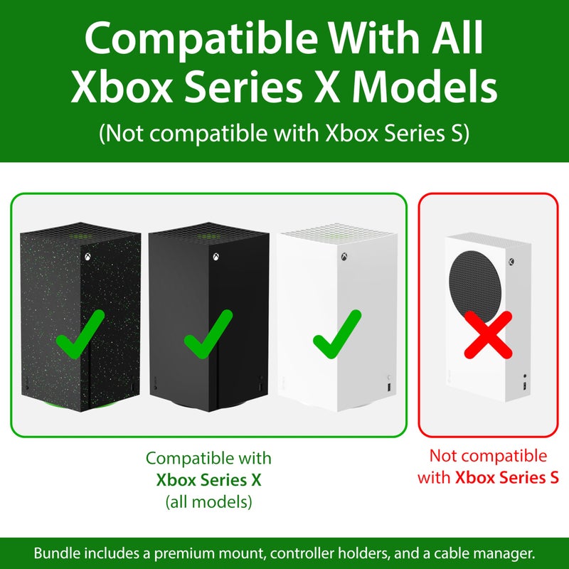 TotalMount - حامل جداري لجهاز Xbox Series X - يمنع سقوط جهاز Xbox الخاص بك عن طريق تأمين كل جانب (حزمة كبيرة: حامل جداري و 3 حوامل للتحكم)  - Image 5
