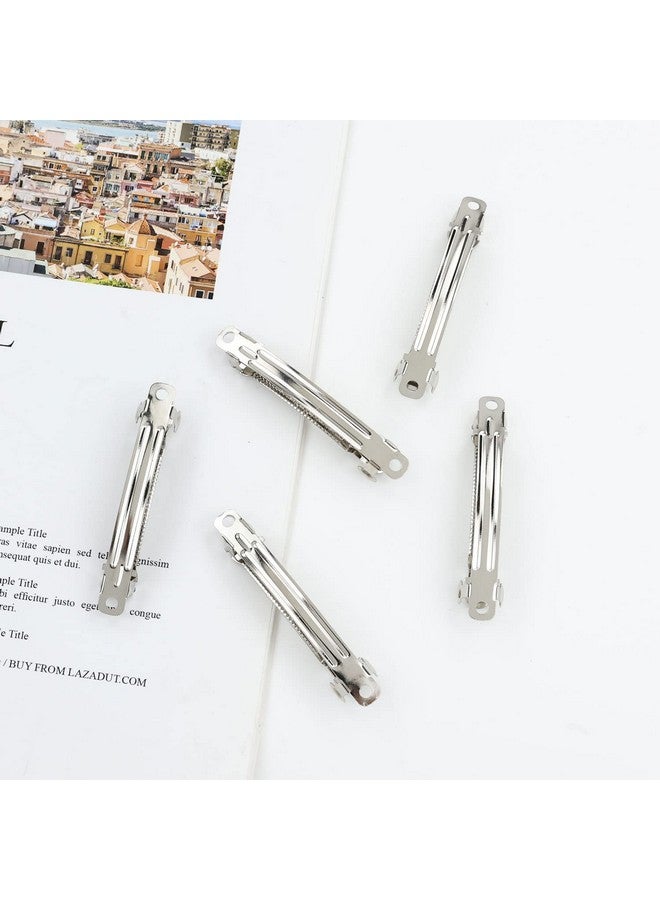 Cinaci 20 Pack 2.4 Inch / 3 Inch/ 4 Inch Blank Silver Metal DIY Craft French Barrettes Snap Hair Clips Pins for Women Girls Hair Accessories (2.4 Inch) - Image 4