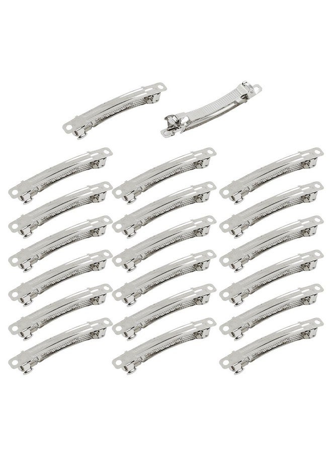 Cinaci 20 Pack 2.4 Inch / 3 Inch/ 4 Inch Blank Silver Metal DIY Craft French Barrettes Snap Hair Clips Pins for Women Girls Hair Accessories (2.4 Inch) - Image 1