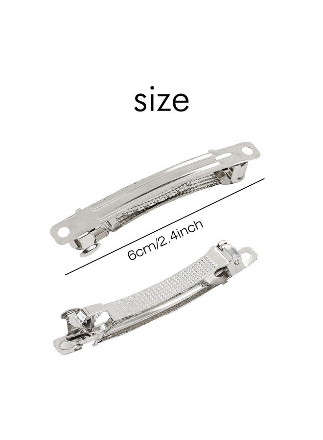 Cinaci 20 Pack 2.4 Inch / 3 Inch/ 4 Inch Blank Silver Metal DIY Craft French Barrettes Snap Hair Clips Pins for Women Girls Hair Accessories (2.4 Inch) - Image 2