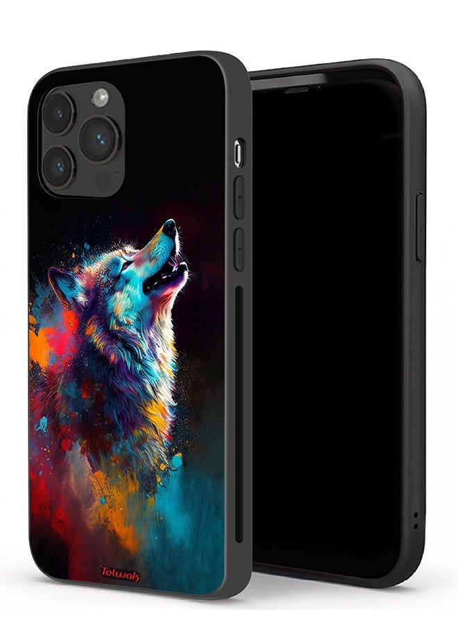 Tolwak Apple iPhone 13 Pro Protective Case Wolf Colorful Art - Image 1