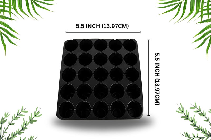 Halsey 25-Cavity Big Holes Plastic Seedling Tray with Drainage Holes, Reusable Plant Growing Tray for Vegetables and Herbs, Black (Pack of 10) - Image 2
