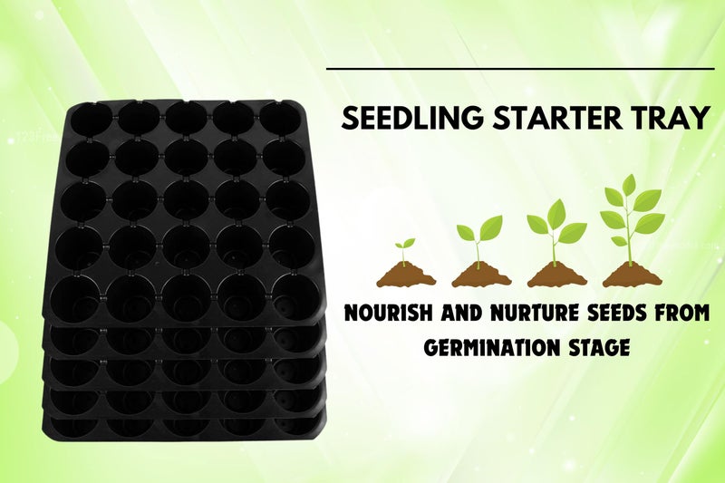 Halsey 25-Cavity Big Holes Plastic Seedling Tray with Drainage Holes, Reusable Plant Growing Tray for Vegetables and Herbs, Black (Pack of 10) - Image 4