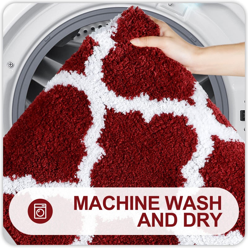 OLANLY Bathroom Rugs 44x24  Soft and Absorbent Microfiber Bath Rugs  Non-Slip Shaggy Shower Carpet  Machine Wash Dry  Bath Mats for Bathroom Floor  Tub and Shower  Burgundy - Image 5