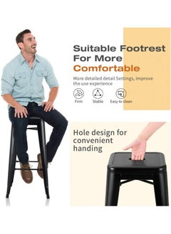 Mahmayi Mahmayi HYX504 Metal Stackable Bar-Home Kitchen Stool - Black  - Image 3