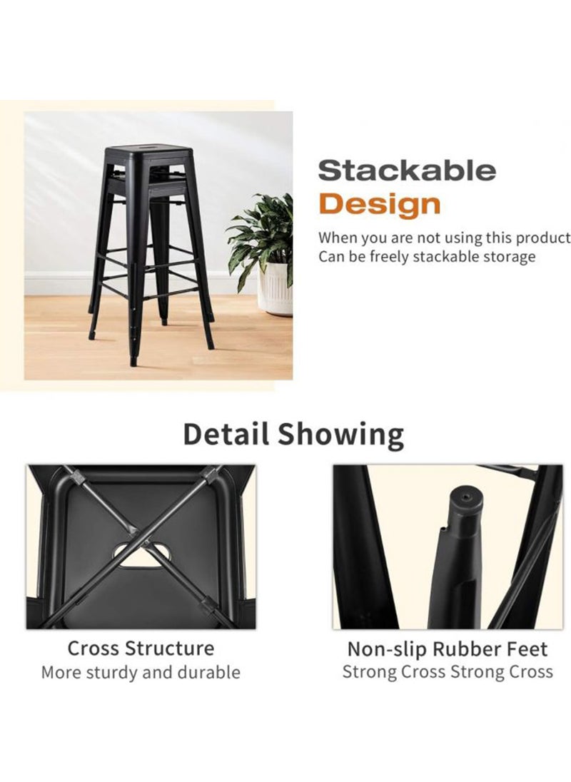 Mahmayi Mahmayi HYX504 Metal Stackable Bar-Home Kitchen Stool - Black  - Image 4