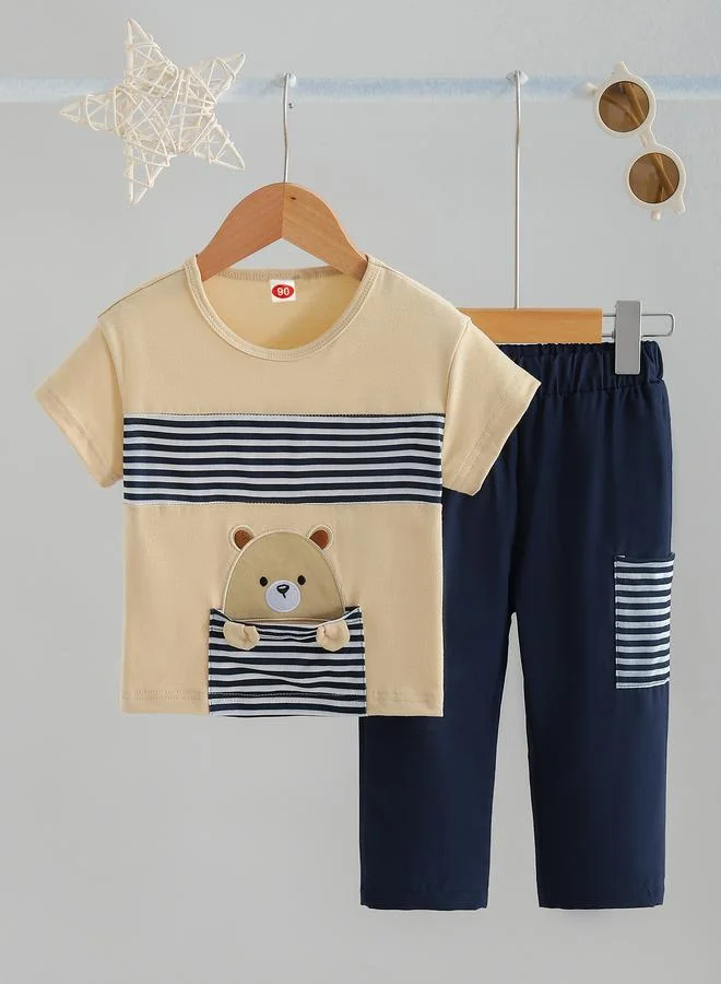 تايك تو Boys Cute Bear Graphic T-Shirt and Jogger Set