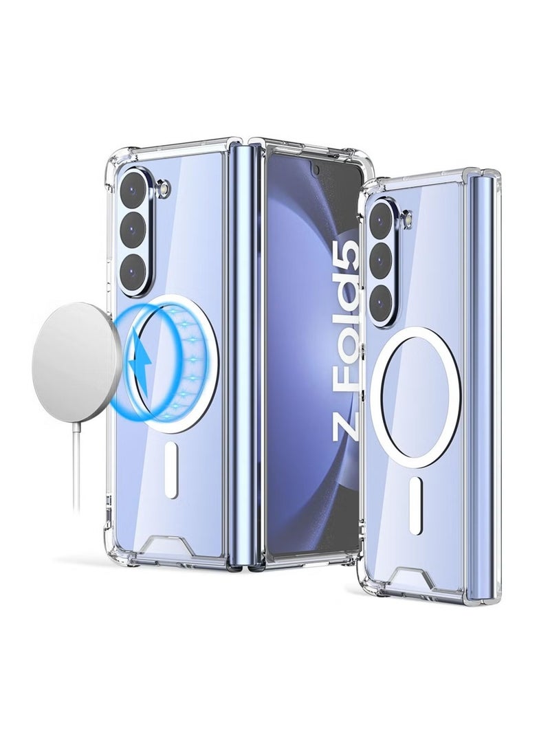 Y&D Magnetic Clear Case Compatible for Samsung Galaxy Z Fold 5 5G Compatible with Mag-safe Card Wallet and Wireless Charger Clear Shockproof and Drop-Proof Case Z Fold 5 5g Clear - Image 1