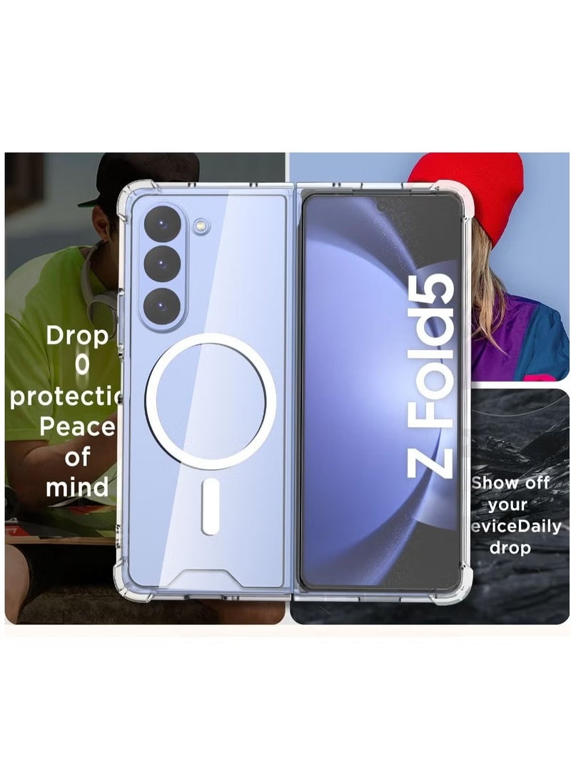 Y&D Magnetic Clear Case Compatible for Samsung Galaxy Z Fold 5 5G Compatible with Mag-safe Card Wallet and Wireless Charger Clear Shockproof and Drop-Proof Case Z Fold 5 5g Clear - Image 2
