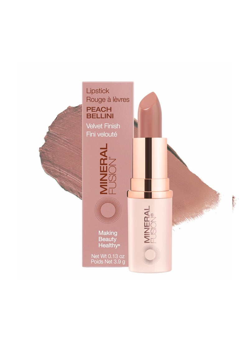 Mineral Fusion Mineral Fusion Lipstick, Vivid & Smudge-Free Lip Color with Avocado Oil, Cocoa Seed Butter & More, Long-Lasting Vegan Lipstick, FD&C Dye-Free, Cruelty-Free, Paraben-Free, Gluten Free, Peach Bellini 