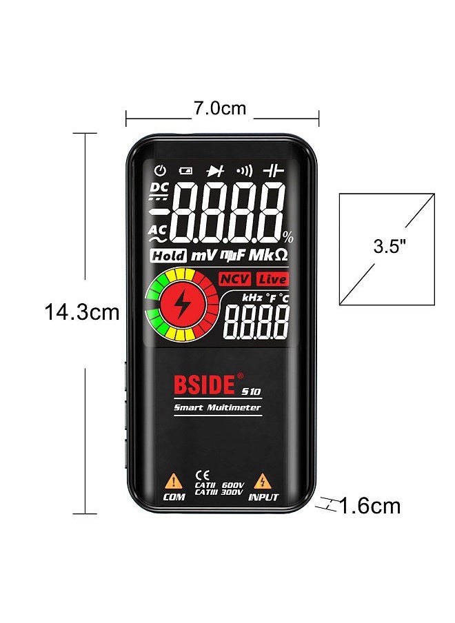 BSIDE - Intelligent 9999 Counts Multimeter Digital LCD Display AC/DC Voltmeter Ohmmeter Test Resistance Capacitance Frequency Diode Continuity NCV Live Line with Flash Light Data Hold - Image 1