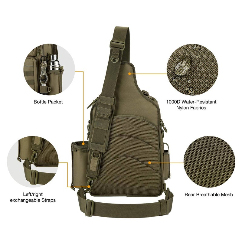 Piscifun 30L Fishing Tackle Backpack with Rod & Water Holder, Multi-Compartment Lightweight Large Tackle Sling Bag for Fishing Gear and Equipment, Gift for Men, Khaki - Image 3