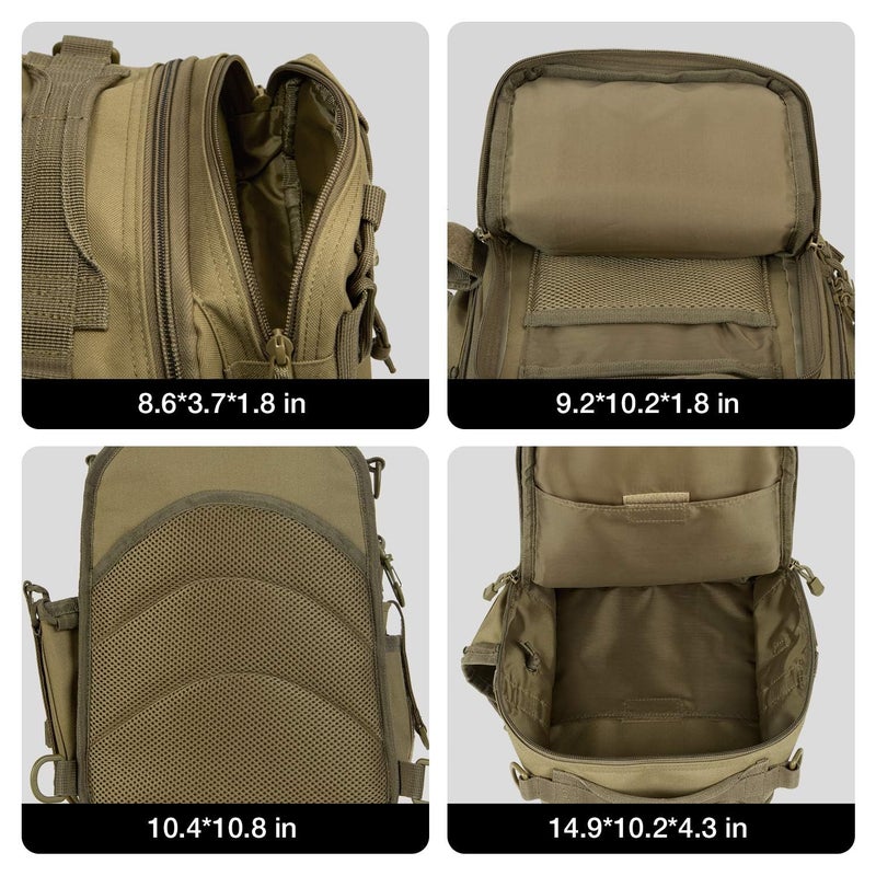 Piscifun 30L Fishing Tackle Backpack with Rod & Water Holder, Multi-Compartment Lightweight Large Tackle Sling Bag for Fishing Gear and Equipment, Gift for Men, Khaki - Image 5