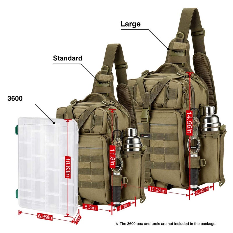 Piscifun 30L Fishing Tackle Backpack with Rod & Water Holder, Multi-Compartment Lightweight Large Tackle Sling Bag for Fishing Gear and Equipment, Gift for Men, Khaki - Image 4