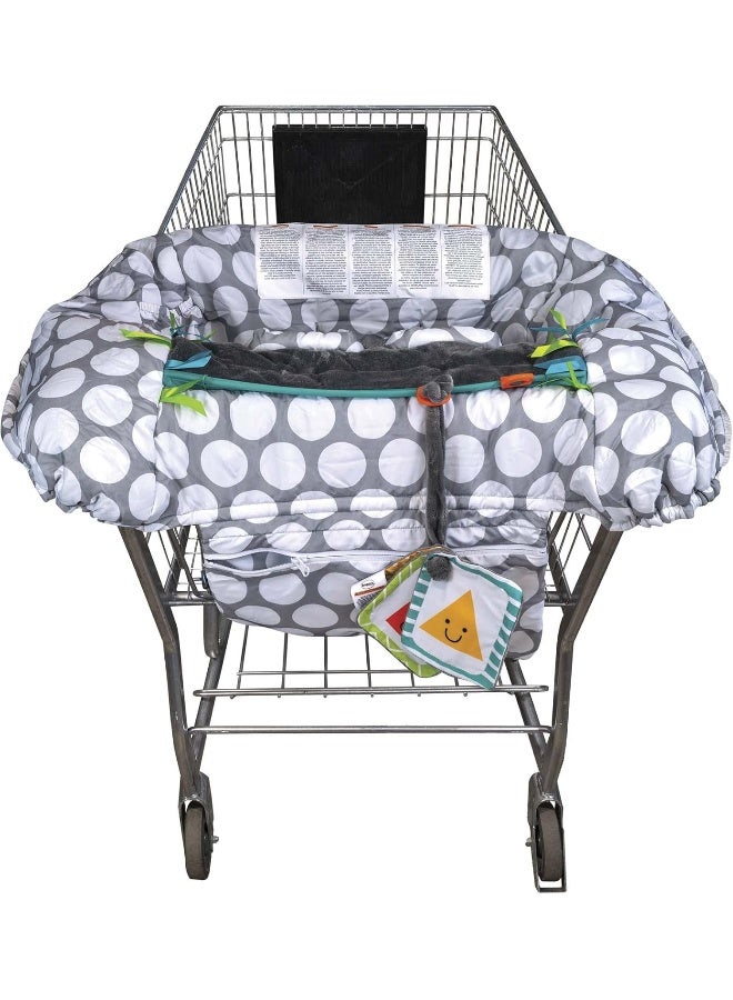 بوبي Boppy Shopping Cart and High Chair Coverâ€”Preferred | Gray Jumbo Dots with Attached Crinkle Book Toy| With Integrated Storage Pouch | 2-Point Safety Belt | Wipeable, Machine Washable | 6-48 months - Image 1