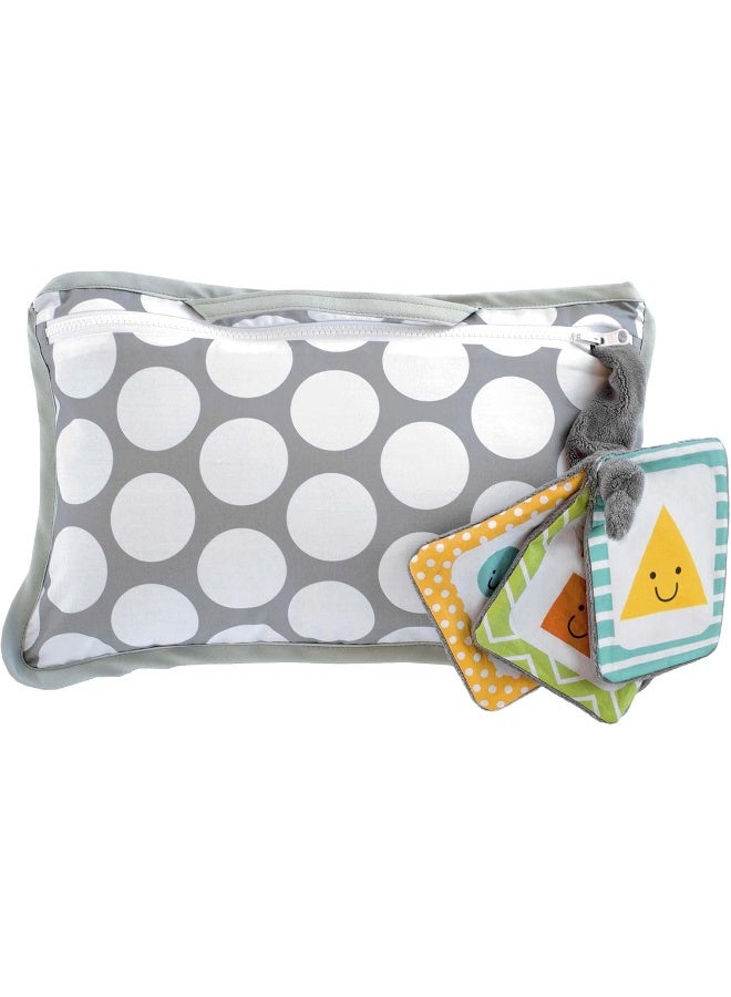 بوبي Boppy Shopping Cart and High Chair Coverâ€”Preferred | Gray Jumbo Dots with Attached Crinkle Book Toy| With Integrated Storage Pouch | 2-Point Safety Belt | Wipeable, Machine Washable | 6-48 months - Image 4