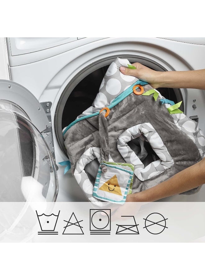 بوبي Boppy Shopping Cart and High Chair Coverâ€”Preferred | Gray Jumbo Dots with Attached Crinkle Book Toy| With Integrated Storage Pouch | 2-Point Safety Belt | Wipeable, Machine Washable | 6-48 months - Image 5
