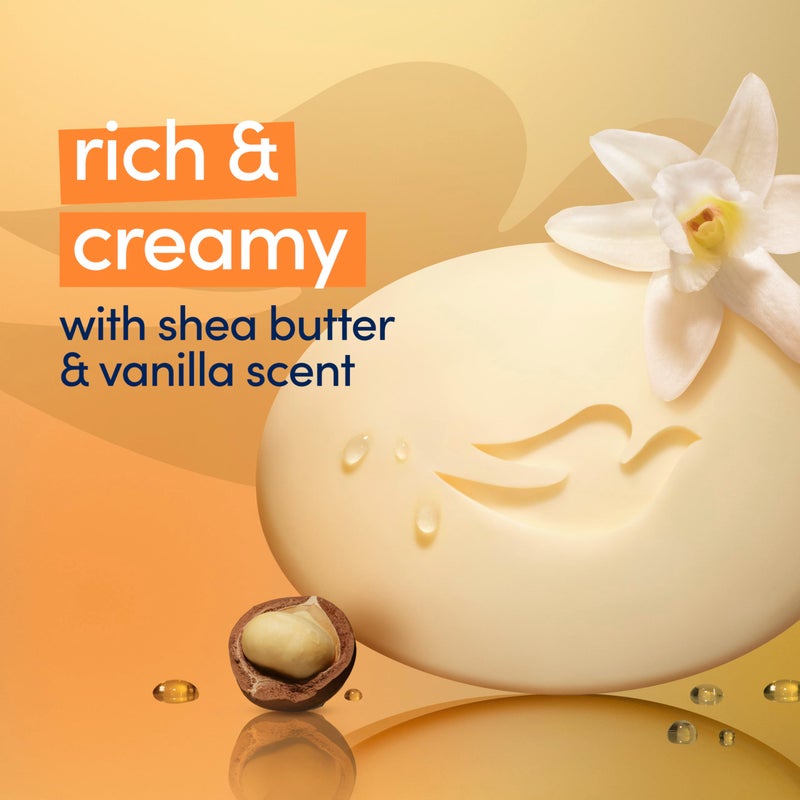 Dove Beauty Bar Soap Shea Butter 4 Count for Nourished, Radiant Skin, Enriches Skin 3.75 oz - Image 5