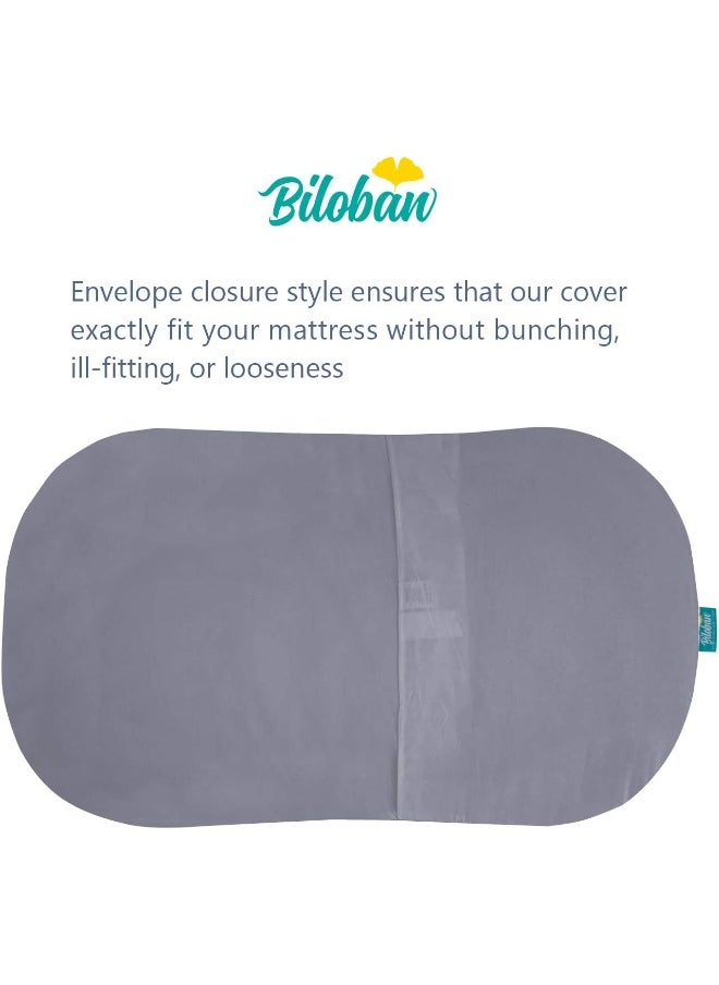 Biloban Biloban Bassinet Mattress Cover Compatible with Halo Bassinest Swivel Sleeper Bassinet Mattress Pad, 2 Pack, Microfiber, Waterproof and Soft, Grey  - Image 4