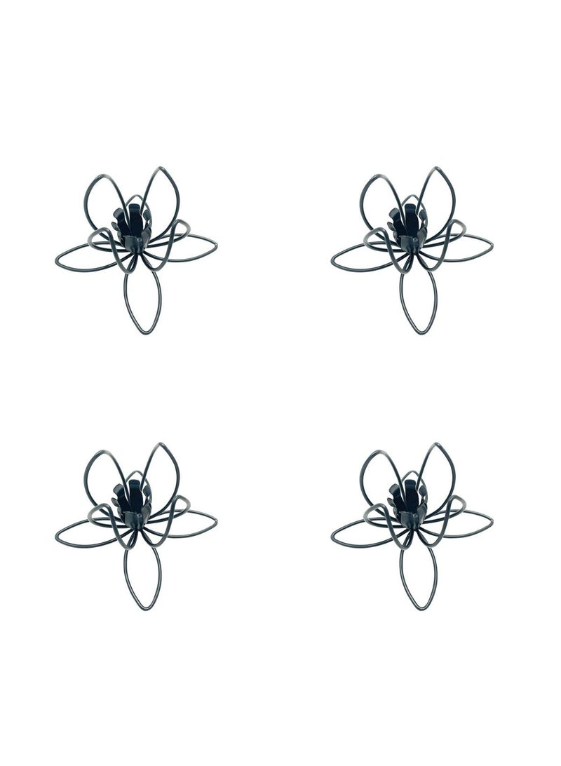 4 Pieces Creative Lotus Candle Holders Iron Decorations Bedroom Living Room, Iron Decorations Stage Props Black  - Image 1