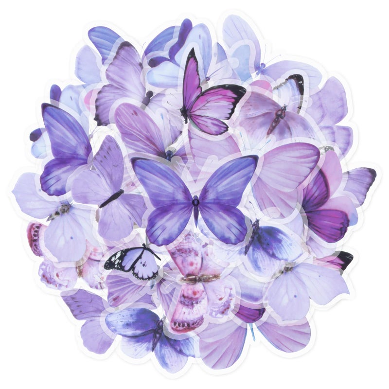 Imeepa 40 Pieces Butterfly Stickers, Transparent Colorful Butterfly Stickers, PET Vintage Butterfly Decorative Stickers for Scrapbook, Craft, DIY, Art, Bullet Journals, Junk Journal - Image 1