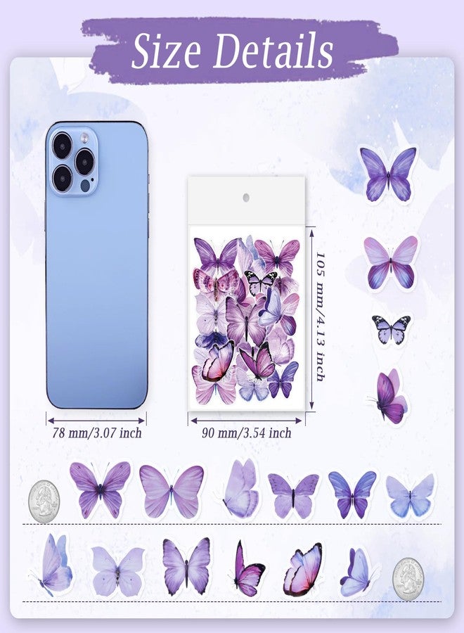 Imeepa 40 Pieces Butterfly Stickers, Transparent Colorful Butterfly Stickers, PET Vintage Butterfly Decorative Stickers for Scrapbook, Craft, DIY, Art, Bullet Journals, Junk Journal - Image 2