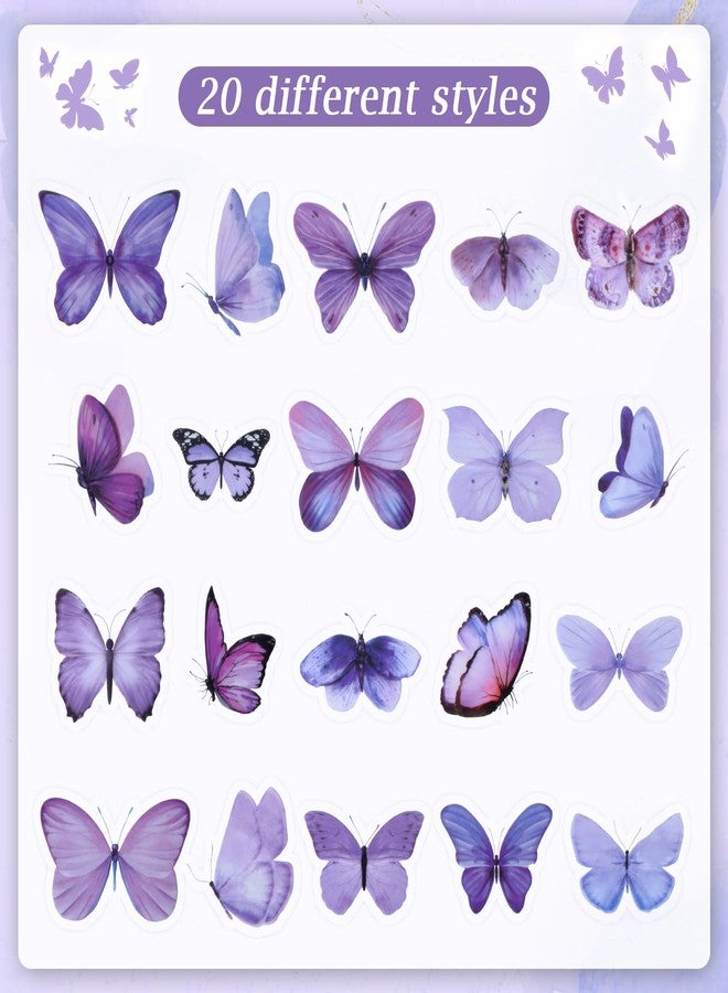Imeepa 40 Pieces Butterfly Stickers, Transparent Colorful Butterfly Stickers, PET Vintage Butterfly Decorative Stickers for Scrapbook, Craft, DIY, Art, Bullet Journals, Junk Journal - Image 3