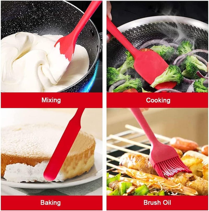 VITORIYA Silicone Spatula Sets of 6 Pcs Made of Food Grade Silicone One Piece Design Seamless HeatResistant Spatula Perfect for Spatula Cooking Baking and Mixing RED - Image 3