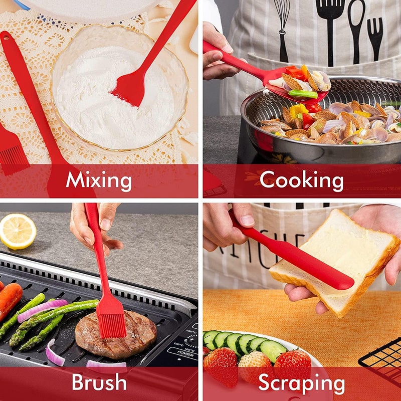 VITORIYA Silicone Spatula Sets of 6 Pcs Made of Food Grade Silicone One Piece Design Seamless HeatResistant Spatula Perfect for Spatula Cooking Baking and Mixing RED - Image 2