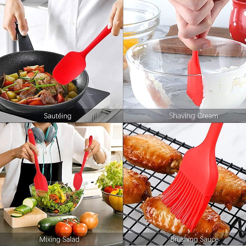 VITORIYA Silicone Spatula Sets of 6 Pcs Made of Food Grade Silicone One Piece Design Seamless HeatResistant Spatula Perfect for Spatula Cooking Baking and Mixing RED - Image 5
