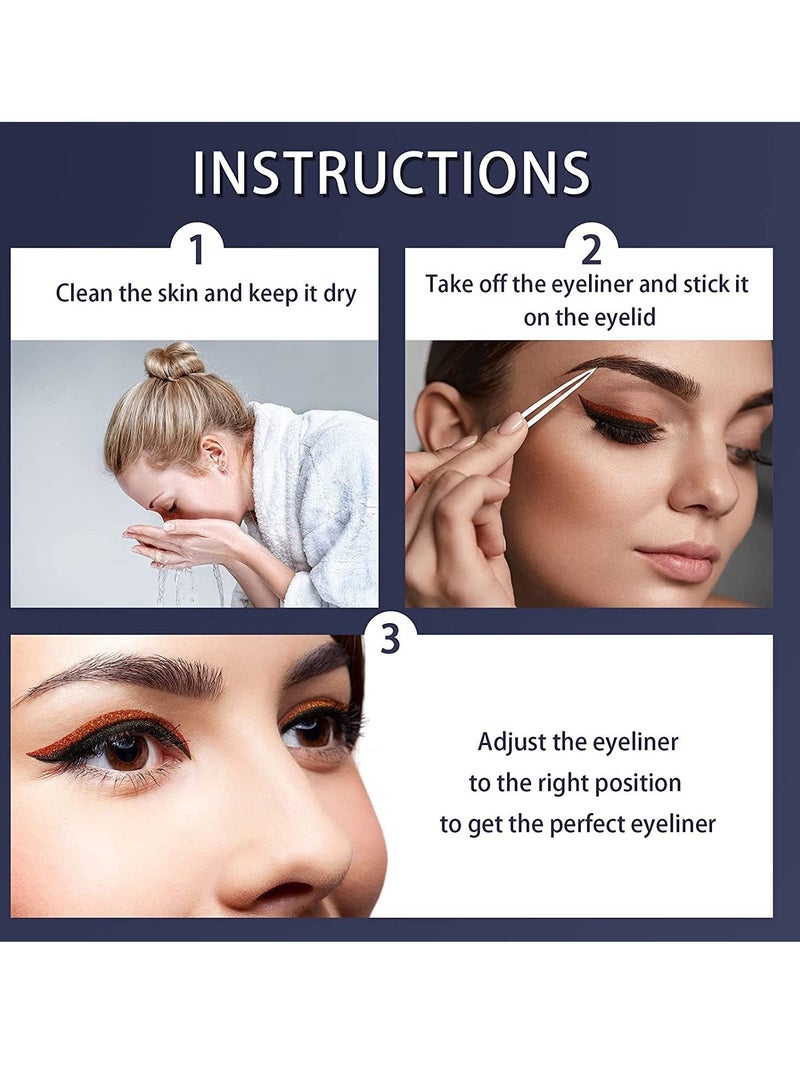 Excefore 36 Pairs Reusable Eyeliner Stickers Invisible Self-Adhesive Eye Line Strip Stickers Instant Glitter Eyeshadow Eyeliner Stickers Double Eyelid Tape for Women Girls Makeup - Image 3