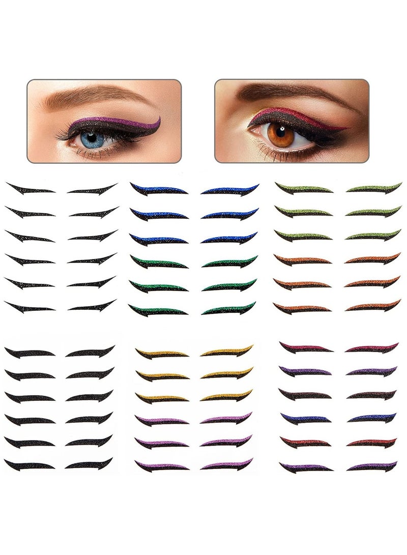 Excefore 36 Pairs Reusable Eyeliner Stickers Invisible Self-Adhesive Eye Line Strip Stickers Instant Glitter Eyeshadow Eyeliner Stickers Double Eyelid Tape for Women Girls Makeup - Image 1