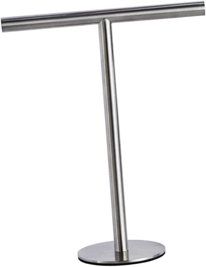 Stainless Steel Towel Holder Stand With Weighted Base No Drill Bathroom Kitchen Organizer - Image 1
