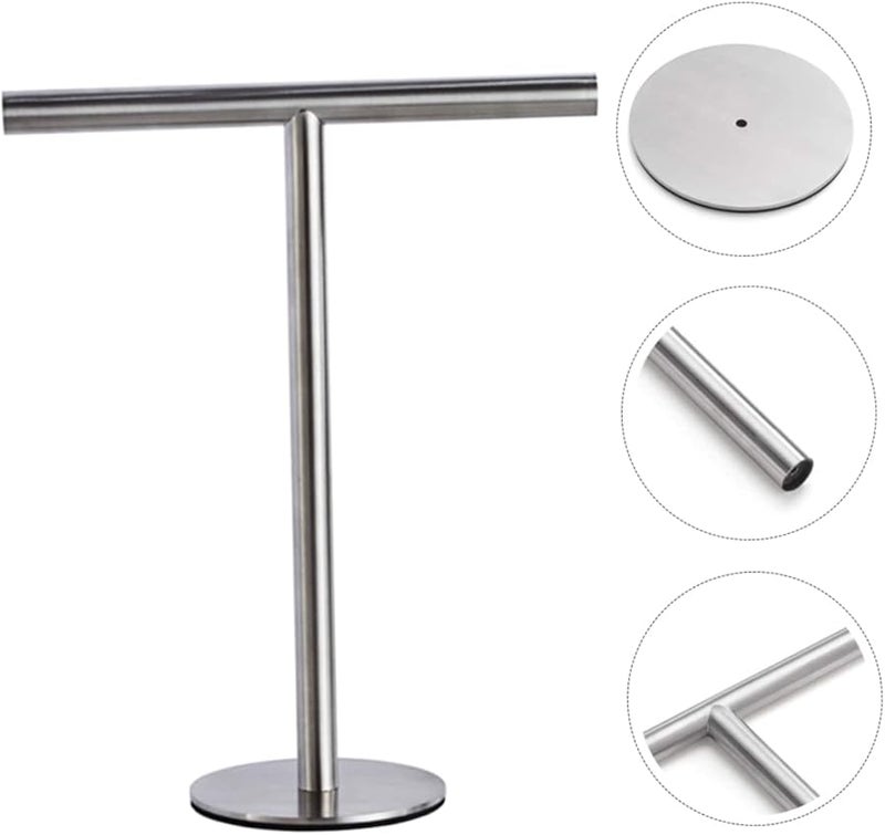 Stainless Steel Towel Holder Stand With Weighted Base No Drill Bathroom Kitchen Organizer - Image 4