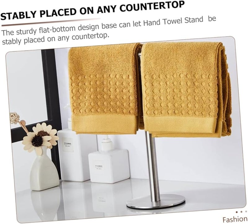 Stainless Steel Towel Holder Stand With Weighted Base No Drill Bathroom Kitchen Organizer - Image 5