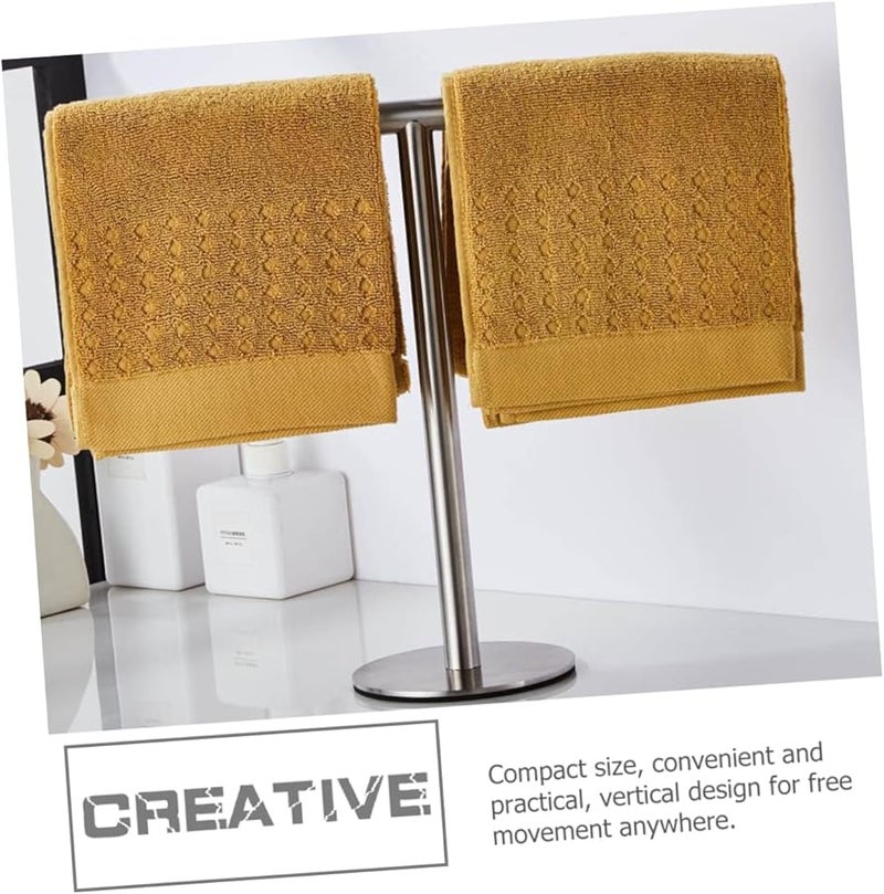 Stainless Steel Towel Holder Stand With Weighted Base No Drill Bathroom Kitchen Organizer - Image 3