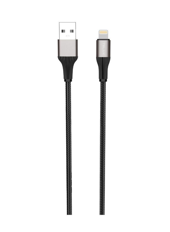 TELUX SYNCX Braided USB-A to Lightning Charging Cable, 2.4A Fast Charging, 1.2M Durable Woven Cotton Cord with Aluminum Alloy Connectors, 480Mbps Data Transfer, Broad Compatibility, Black - Image 1