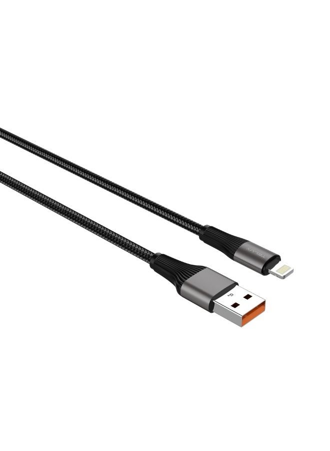 TELUX SYNCX Braided USB-A to Lightning Charging Cable, 2.4A Fast Charging, 1.2M Durable Woven Cotton Cord with Aluminum Alloy Connectors, 480Mbps Data Transfer, Broad Compatibility, Black - Image 2