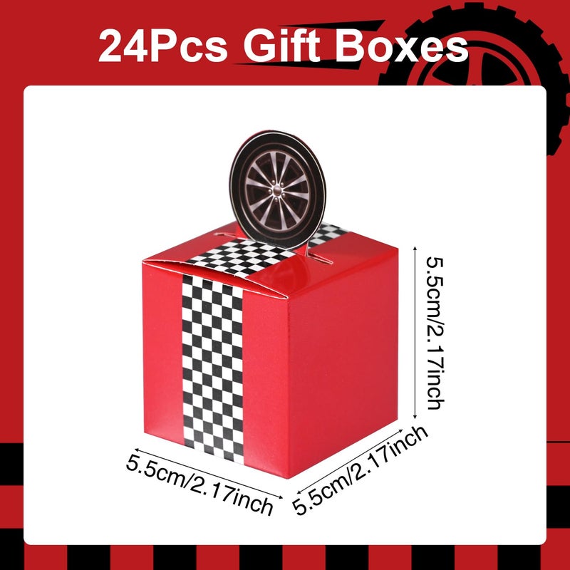 HappFestiv 24 Pcs Race Car Party Favor Boxes, 2.17inch Foldable Paper Checkered Goodie Boxes, Treat Boxes for Candy Snacks & Gifts, Racing Theme Birthday Party Supplies - Image 2