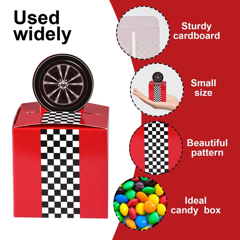 HappFestiv 24 Pcs Race Car Party Favor Boxes, 2.17inch Foldable Paper Checkered Goodie Boxes, Treat Boxes for Candy Snacks & Gifts, Racing Theme Birthday Party Supplies - Image 3