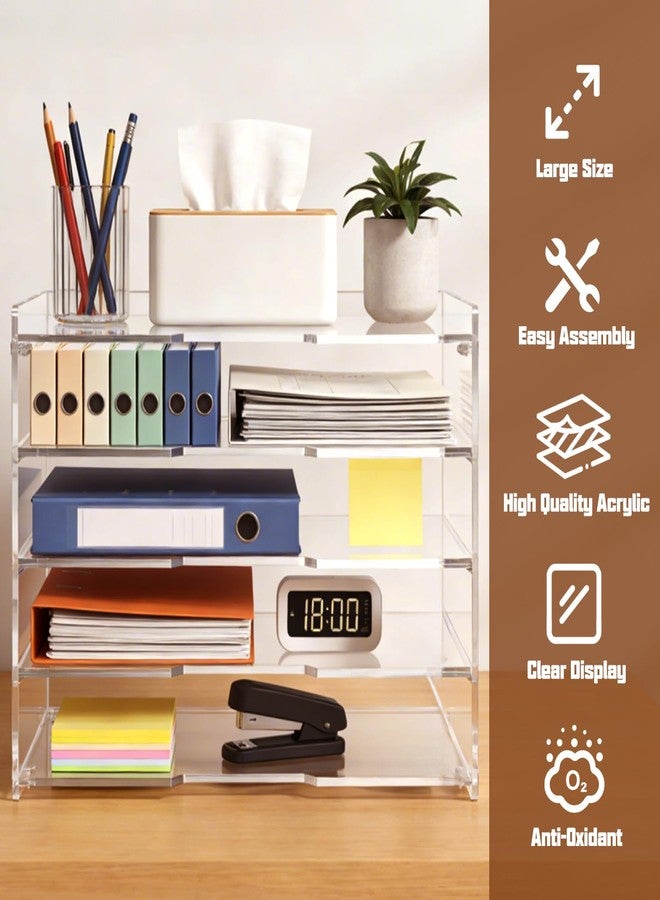 Leffis 5 Tier Acrylic Desk Paper Organizer, Clear Desk Organizer and Accessories Letter Tray for Papers, Documents, File Office Home Classroom Organization - Image 5
