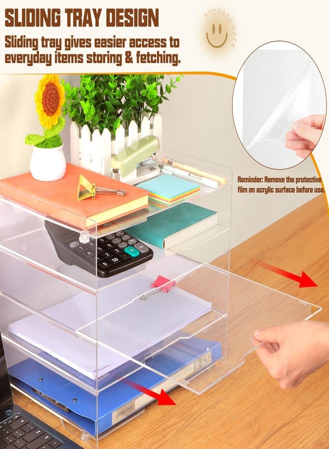 Leffis 5 Tier Acrylic Desk Paper Organizer, Clear Desk Organizer and Accessories Letter Tray for Papers, Documents, File Office Home Classroom Organization - Image 4