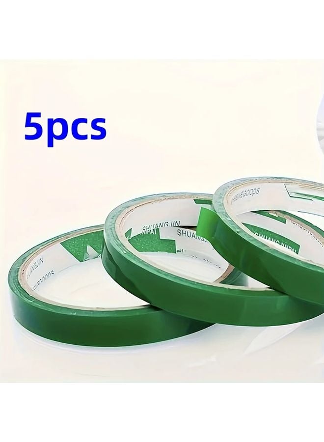 شريط التغطية الأخضر من PVC 5 قطع، شريط لاصق متين لإغلاق الأكياس لتعبئة وتنظيم الطعام - Image 1